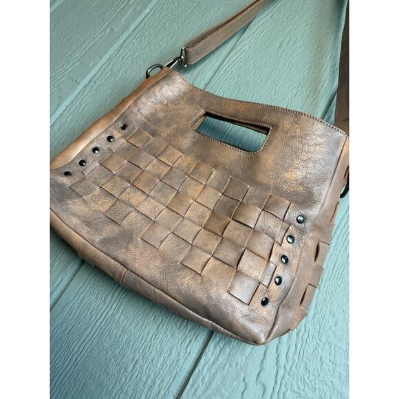 BedStu Orchid Bag, Woven Leather Crossbody / Shoulder Bag – Distressed Bronze - Picture 3 of 9